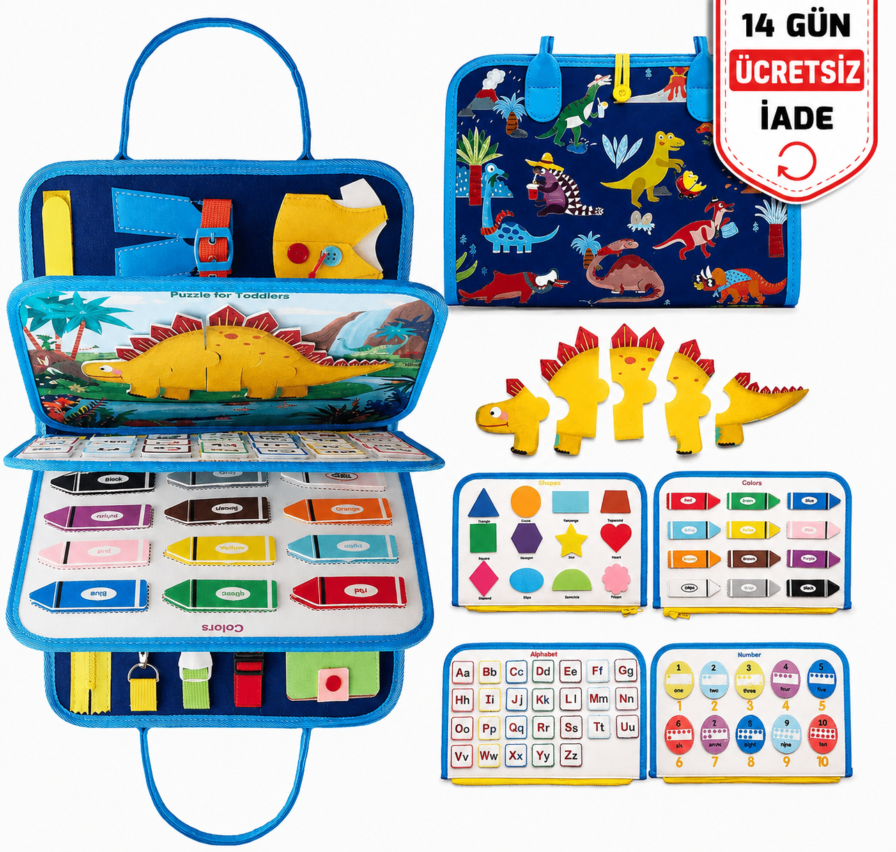 Montessori Aktivite Çantası  | 8 Sayfa Dinazor Ve Deniz Kızı Temalı