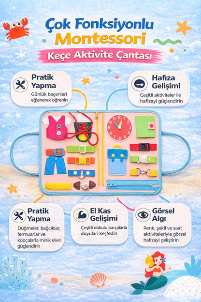 Montessori Aktivite Çantası  | 8 Sayfa Dinazor Ve Deniz Kızı Temalı