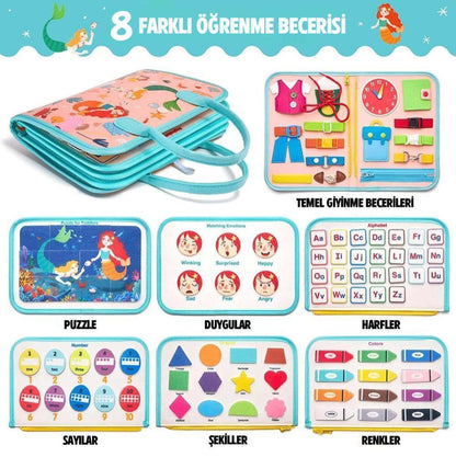 Montessori Aktivite Çantası  | 8 Sayfa Dinazor Ve Deniz Kızı Temalı